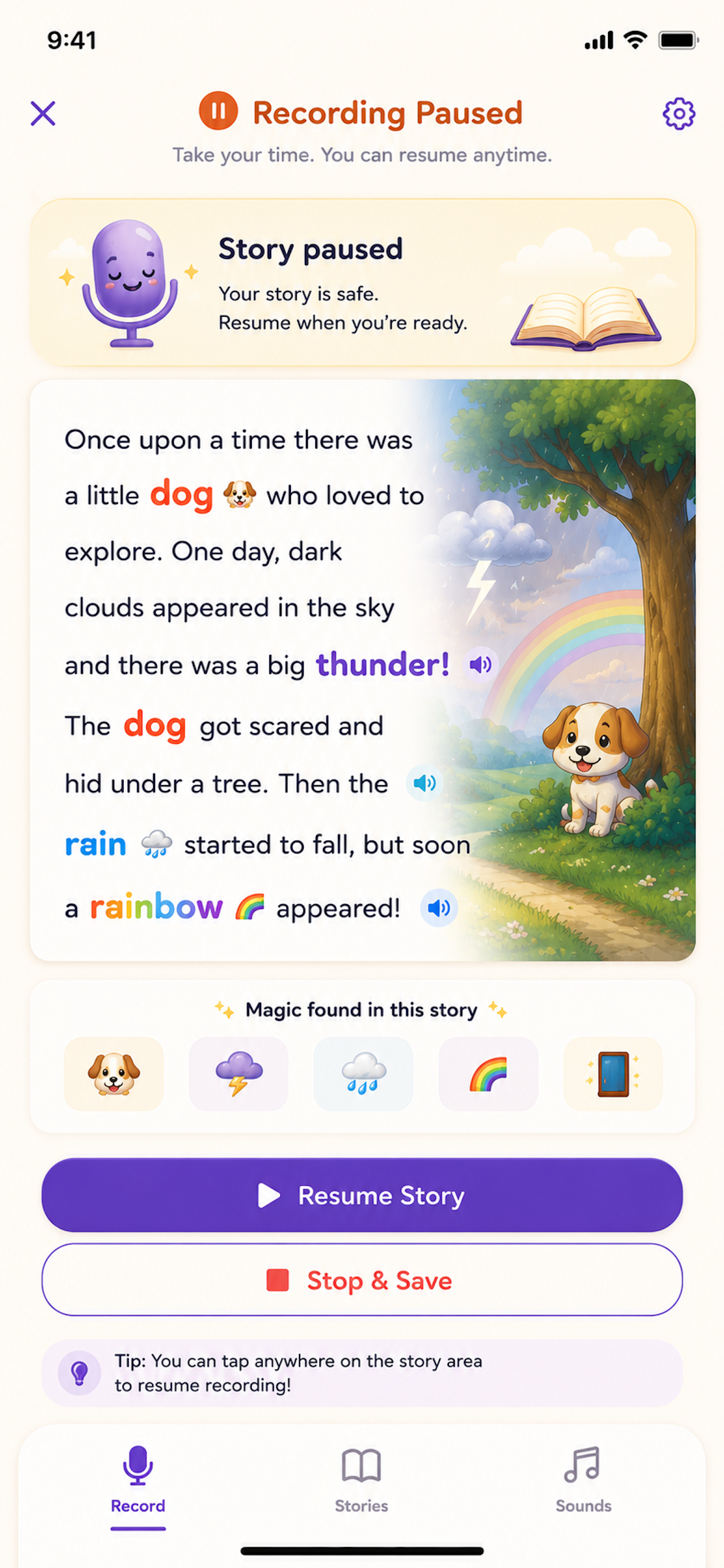 WhizzyTales create story fun iPhone screen